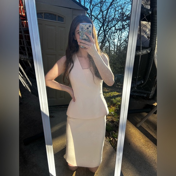 Hugo Boss Elegant Tailored Executive Top Ivory Cream Luxe Pencil Skirt Suit Set✨
